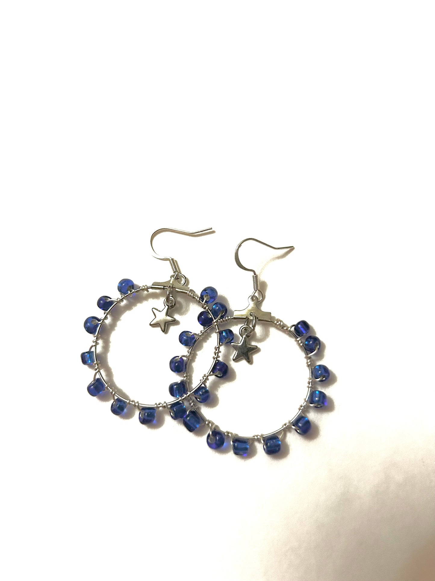 Star Dangle Hoops- Royal Blue