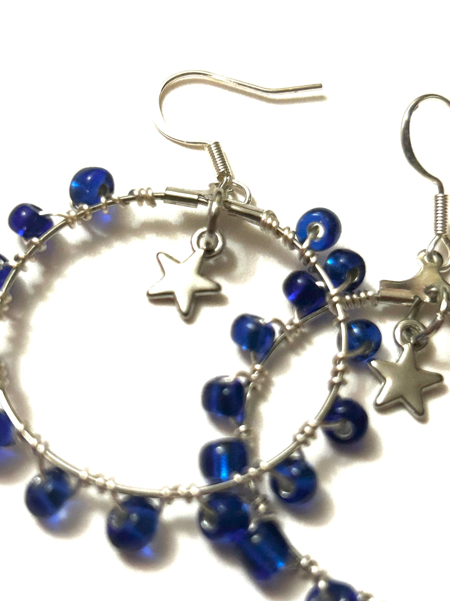 Star Dangle Hoops- Royal Blue