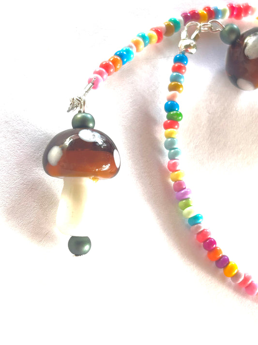 Beaded Bookmark- Mushroom