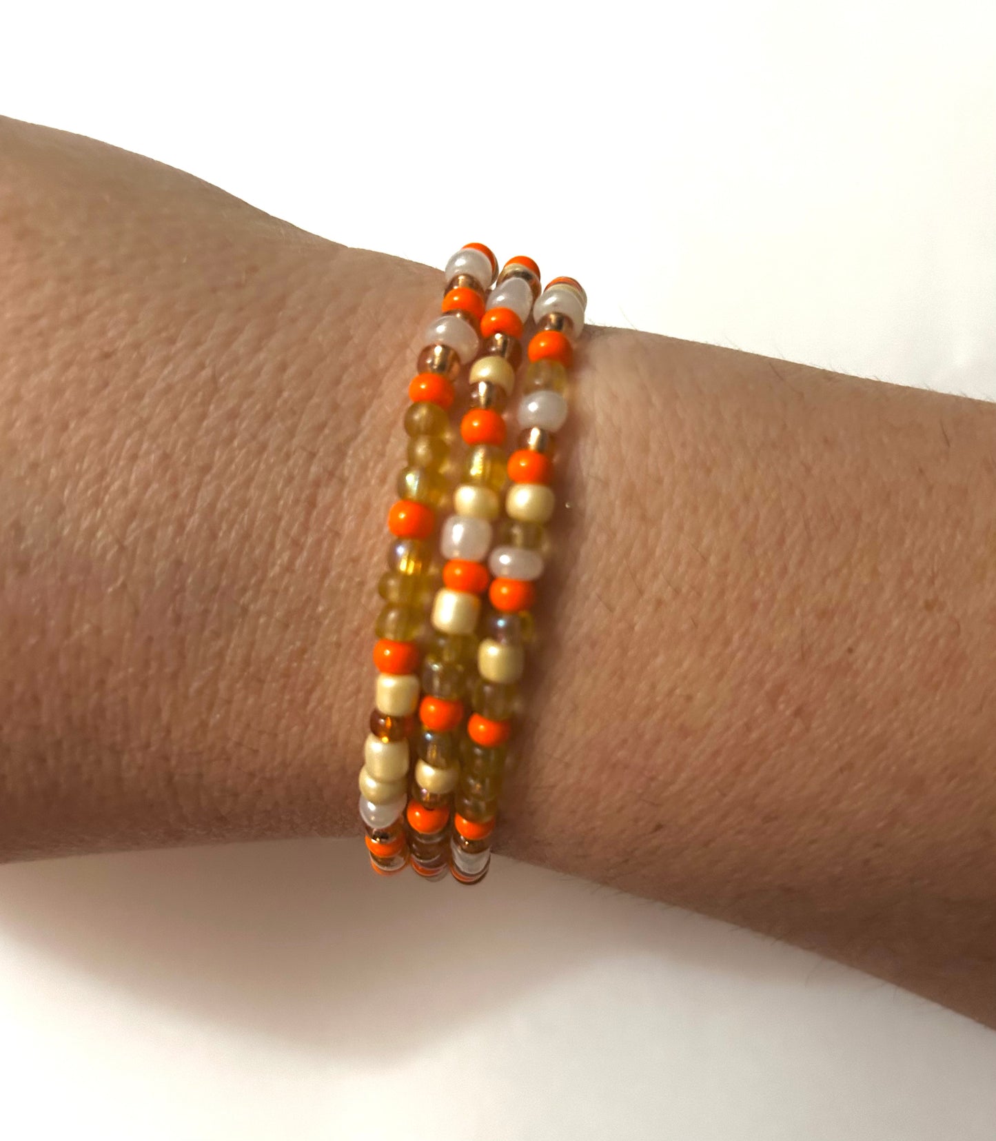 Seed bead bracelet set- Golden Pumpkin