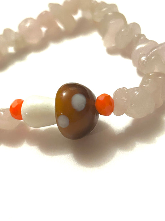 Rose Quarts Mushroom Bracelet