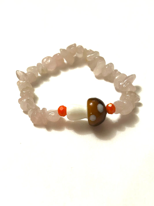 Rose Quarts Mushroom Bracelet