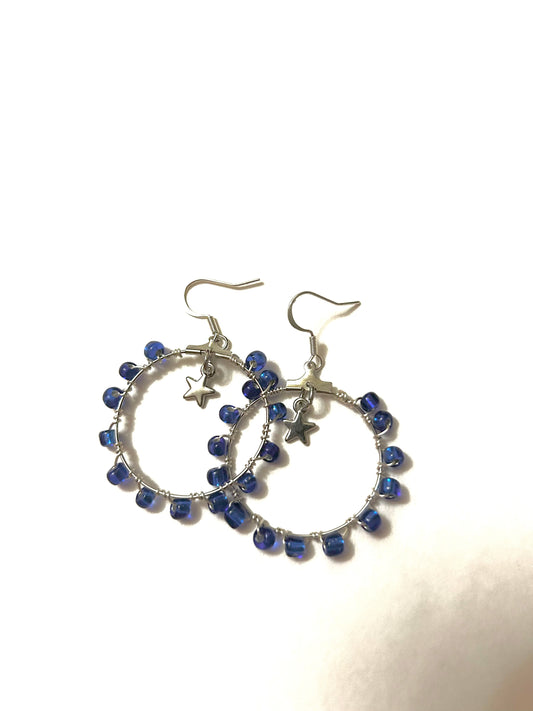 Star Dangle Hoops- Royal Blue
