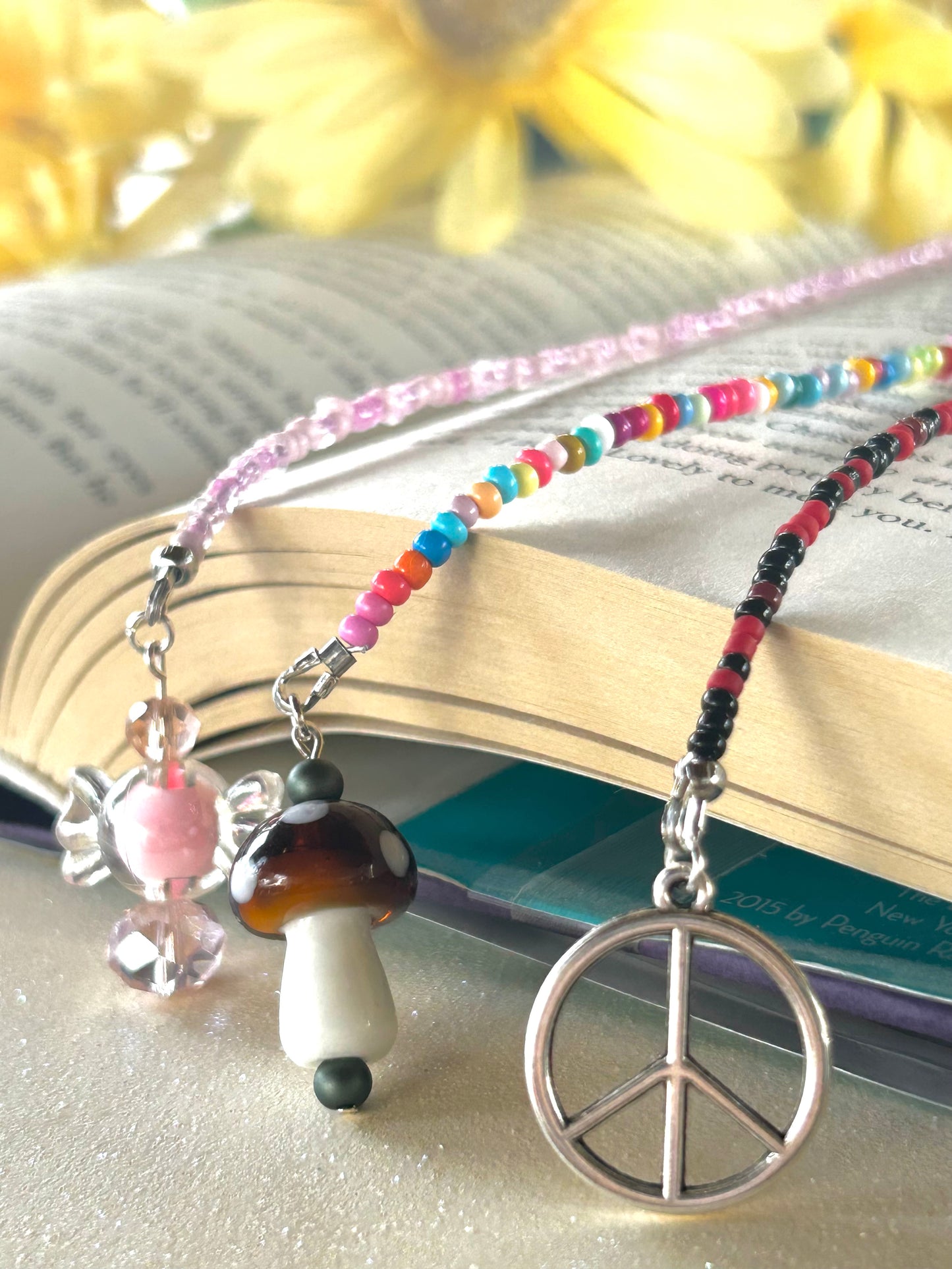 Beaded Bookmark- Mushroom