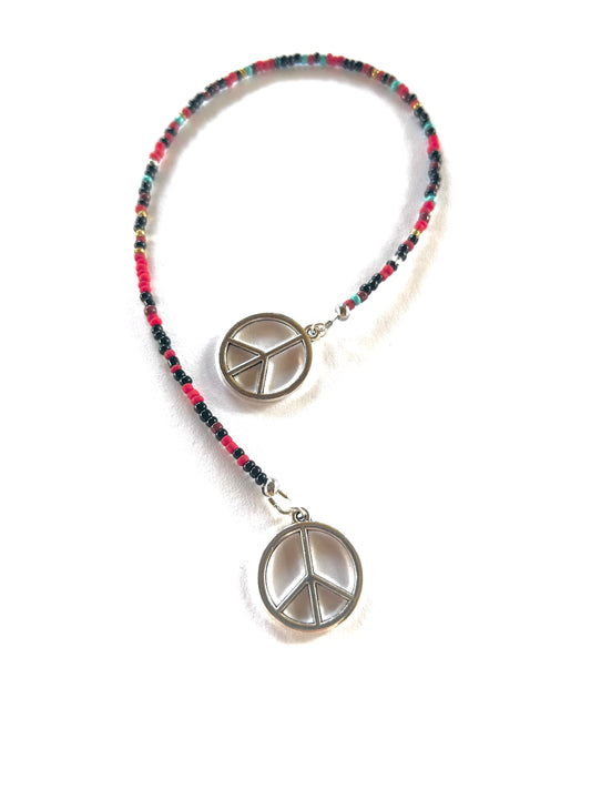 Beaded Bookmark- Peace Signs