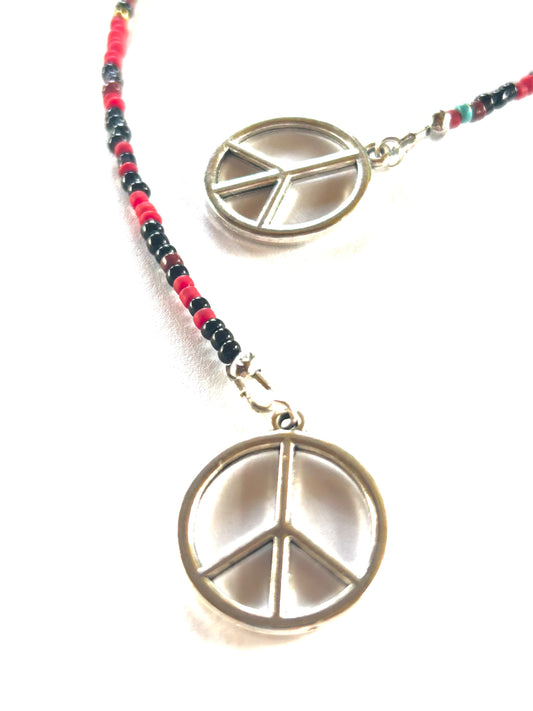 Beaded Bookmark- Peace Signs