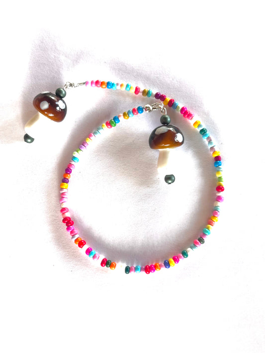Beaded Bookmark- Mushroom