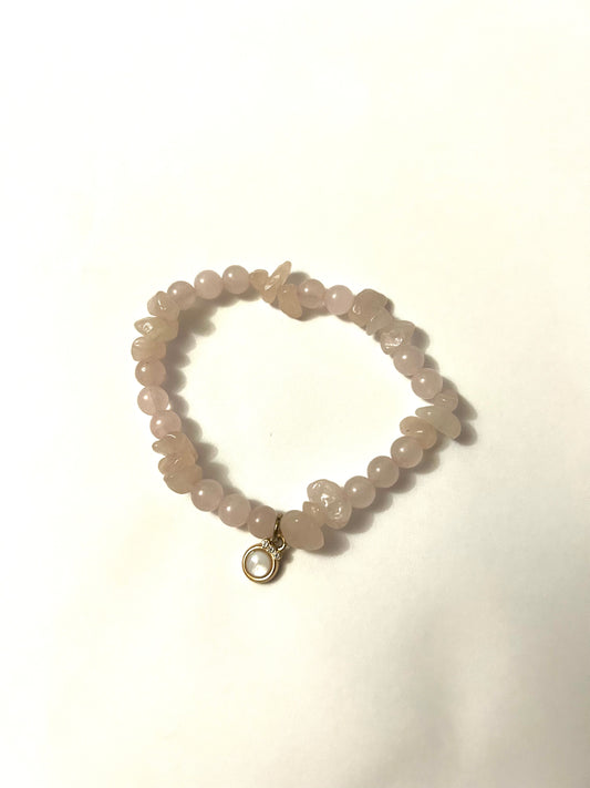 Rose Quartz Bracelet with Charm