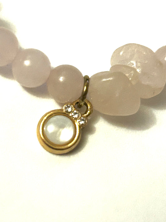 Rose Quartz Bracelet with Charm