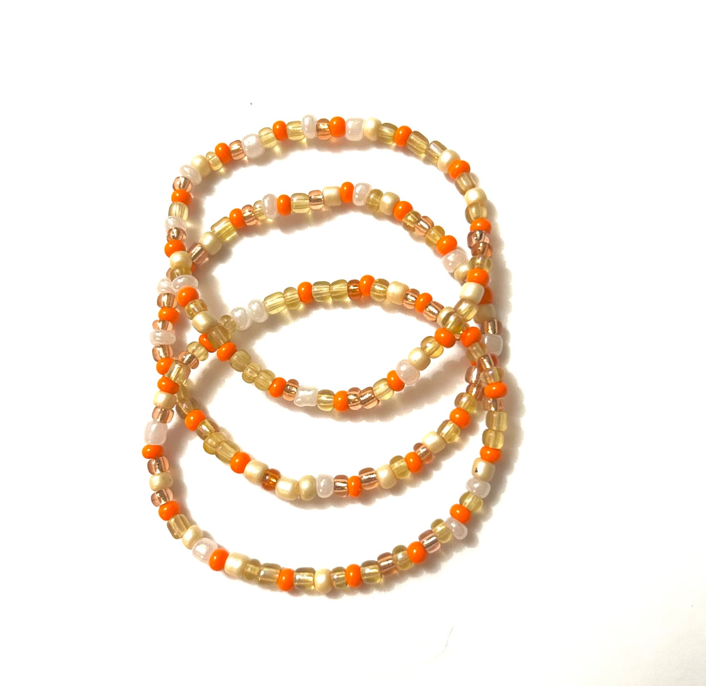 Seed bead bracelet set- Golden Pumpkin