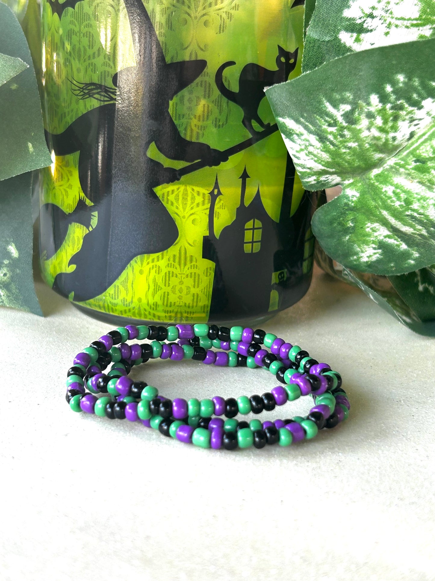 Seed bead bracelet set- Witch’s Brew