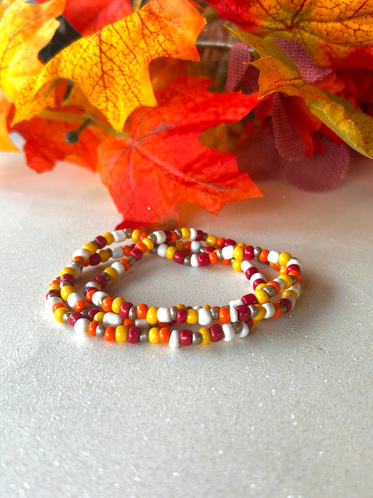 Seed bead bracelet set- Autumn Leaves