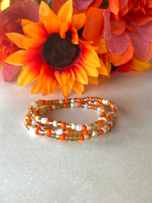 Seed bead bracelet set- Golden Pumpkin